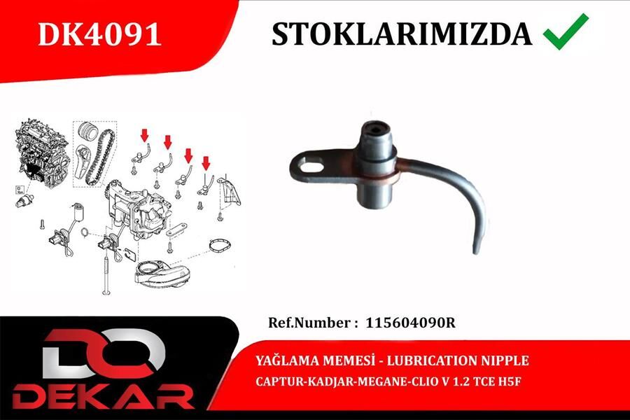 YAĞLAMA MEMESİ CAPTUR-KADJAR-MEGANE-CLIOIV 1.2 TCE H5F 115604090R