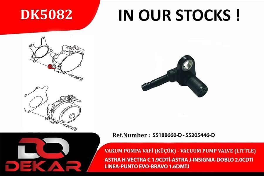 VAKUM POMPA VALF KÜÇÜK ASTRA H-VECTRA C 1.9CDTİ-ASTRA J-INSIGNIA-DOBLO 2.0CDTI-LINEA-PUNTO EVO BRAVO 1.6DMTJ 55188660D-55205446D-55221325D