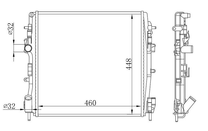 RADYATÖR BRAZİNG KNG 01> 1.5DCI K9K AC KLİMASIZ MEK 460x448x26 8200240818