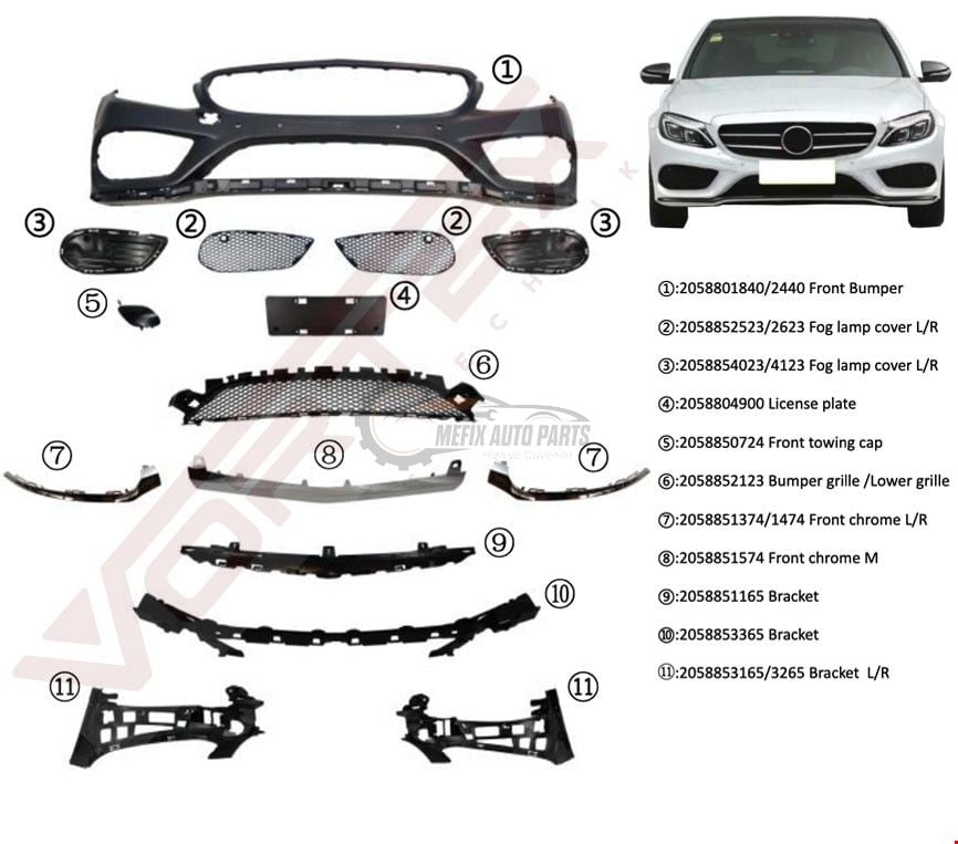 MERCEDES - ÖN TAMPON SET AMG ( ALT KROMLU ) W205 2014- - 2058801840set