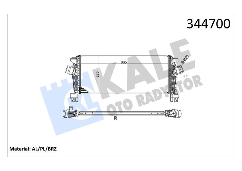 TURBO RADYATÖRÜ INTERCOOLER ASTRA J-CRUZE J308 -ZAFIRA TOURER C AL/PL/BRZ 665x280x30 1302148-13311080