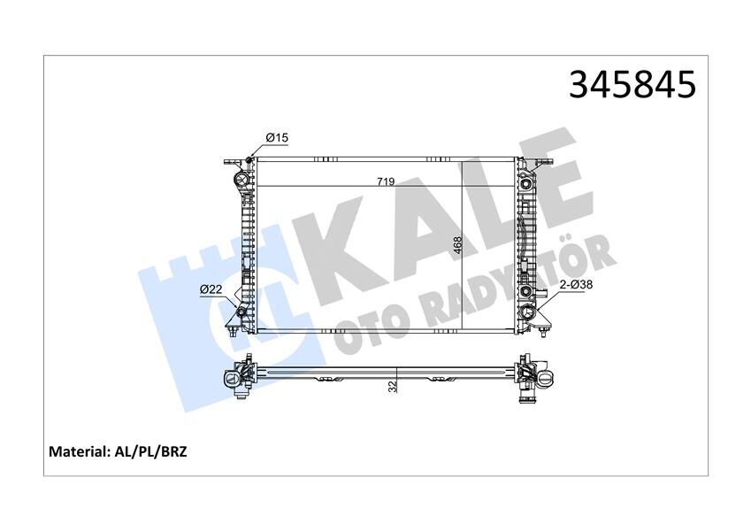 RADYATÖR Q5 3.0 TDİ guattro 08 > 720x470x32 AC /- MEK OTOM AL/PL/BRZ 8R0121251A-8R0121251C