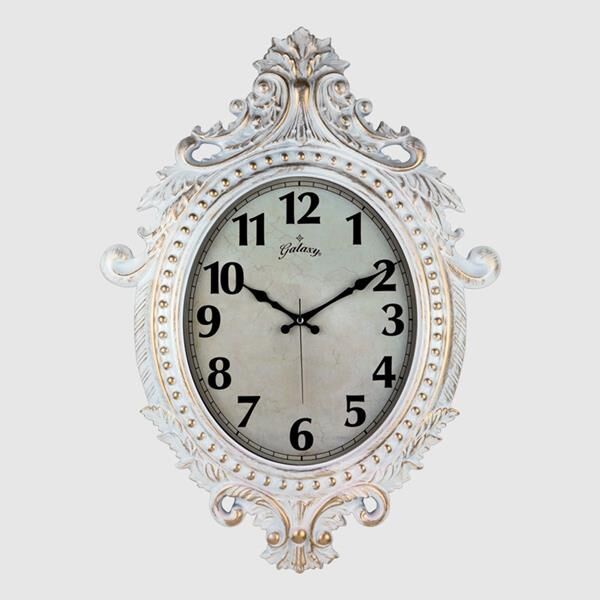 731-BA DUVAR SAATİ GRİ ÇERÇEVE ÇAP:73cm x 54cm VİNTAGE TAÇLI EKSİTME DEKORATİF AMERİKAN BRİSTOL KADRAN AKAR SANİYELİ MEKANİZMA AKRİLİK BOYA MİNERAL CAM SAAT 731-G