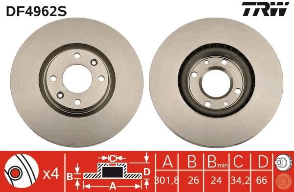 ARKA FREN AYNASI VOLVO S60 10 >13 > S80 II 08 >13 > V60 10 > V70 08 > XC70 07 >13 > 302x5DL 31341483-31277929-31471028-30769060