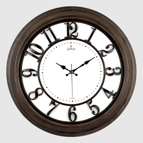 DUVAR SAATİ KAHVERENGİ AHŞAP GÖRÜNÜM İÇİ BEYAZ ÇERÇEVE 46CM KABARTMA RAKAMLI SELEFON KORUMALI AMERİKAN BRİSTOL KADRAN METAL AKREP/YELKOVAN/SANİYE AKAR SANİYELİ MEKANİZMA ABS HAMMADDE MİNERAL CAM SAAT 1963-KB