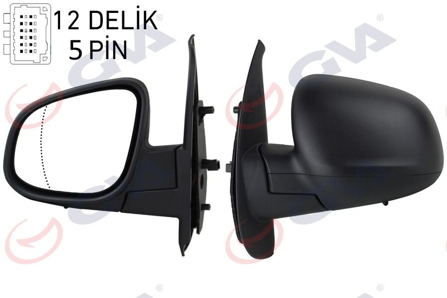 DIŞ DİKİZ AYNASI SOL KANGOO-CITAN 13 ELEKTRİKLİ ISITMALI DESENLİ ASFERİK 5 FİŞ VM-6132EHAL 963027201R-963733548R