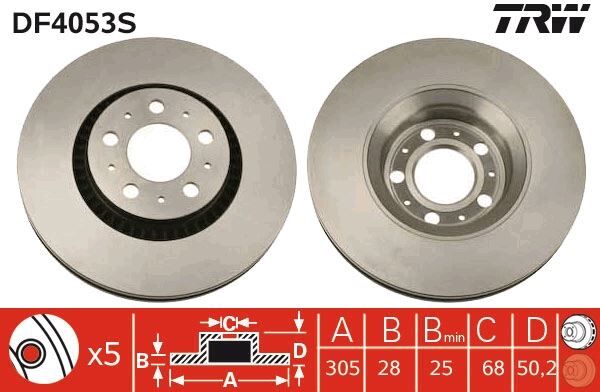 ÖN FREN AYNASI VOLVO S60 00-10 S80 98-06 V70 97-07 XC70 00-07 305x25x5DLx BÜYÜK TİP DELİKLİ -986478494-DF4053S 274170-274559-31262707-31262716