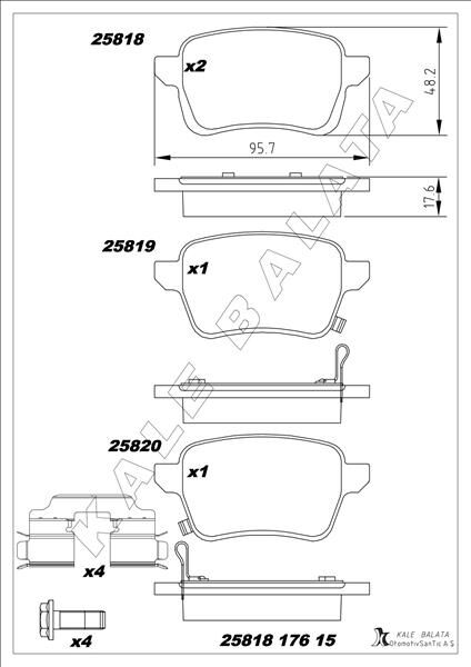 ARKA FREN BALATASI OPEL CORSA E 14>19 ADAM 14>19 15 JANT RPO J67 FIAT EGEA 16> 500L 13> 264mm 95517078-1605285-77367914-77366595