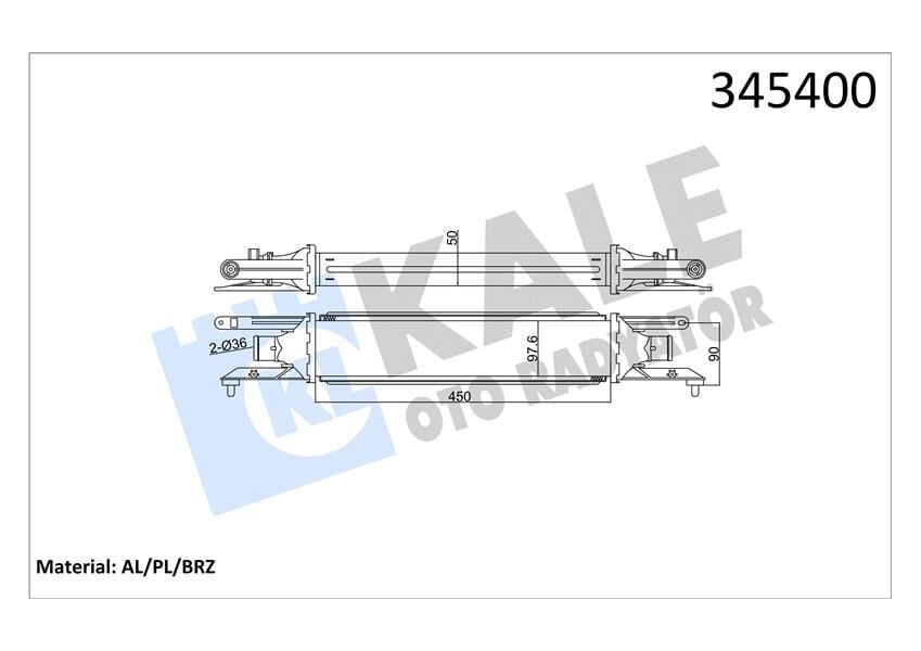 TURBO RADYATÖRÜ INTERCOOLER GRANDE PUNTO-MITO 1.3 AL-PL-BRZ 450x97x52 55700449-51837369