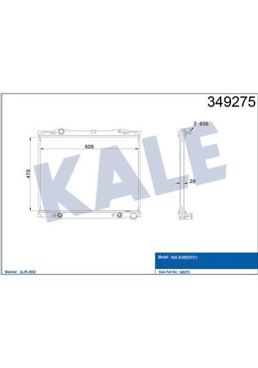 RADYATÖR SU KIA SORENTO 03-06 26mm A-T BRAZING