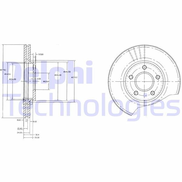 ON FREN DISK AYNASI CONNECT 1.8TDCI 02>13 ABS LI 278x24x5DL HAVALI 2T141125CC-1361298-1361300