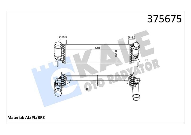 TURBO RADYATÖRÜ INTERCOOLER NISSAN NAVARA NP300 2.3 DCI 15 >MERCEDES X-CLASS 2.3 3.0D 15 > BRAZING 80MM 144614JA0B
