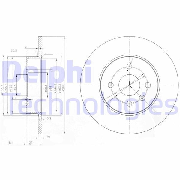 ARKA FREN AYNASI ASTRA H L67 04>14 COMBO C 01>11 MERIVA A 03>10 264x10x4DL DOLU 93176548-569116-95526641-93363430