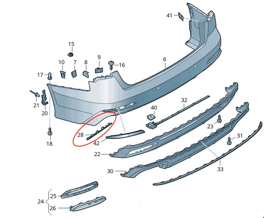 AUDİ - ARKA TAMPON ÇITASI SOL S-LİNE A6 2020- - 4K0807431