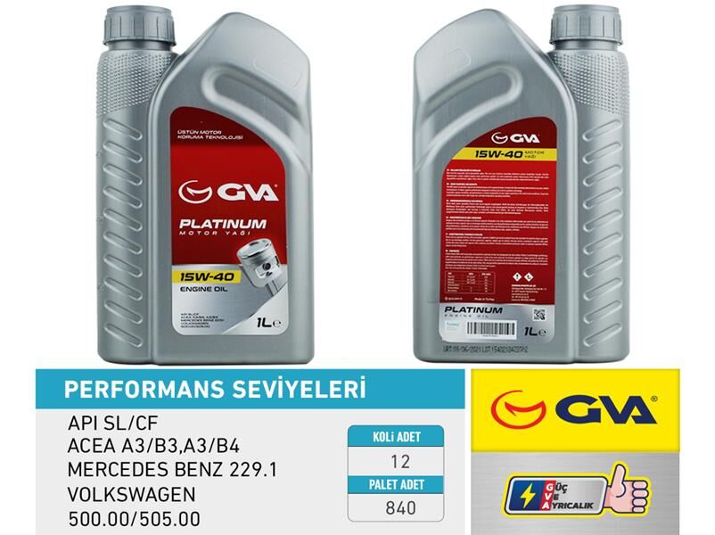 MOTOR YAĞI 15W40 1 LT PLATINUM MİNERAL API SL/CF 15W40