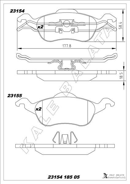 ÖN FREN BALATA FORD FOCUS 1.4L 1.6L 1.8L 2.0L 98-04 TAMT2K021FCS-1075558-98AB2K021AG