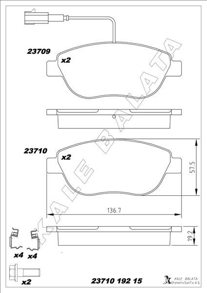ÖN FREN BALATASI OPEL COMBO D 12> PUNTO EVO 1.3-1.4-1.6D MTJ 09 > 500-500C 1.3DMJ 10 > GRANDE PUNTO 1.6DMTJ 09 > 95518218-77365468-71770012-77366530