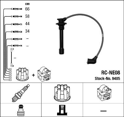 BUJİ KABLOSU NISSAN PRIMERA BUJİ KABLOSU 9405 1.6L GA16 P11 96-01 RC-NE08 2244053Y11-2244057Y10