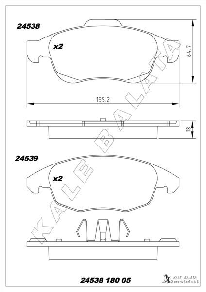 ÖN FREN BALATASI PEUGEOT PARTNER 08>11 P5008 09>17 CITROEN BERLINGO 08> C4 PICASSO 06>15 DS4 11>18 D S5 15>18 283mm 1647862480-4254.C0-4254.13-4254.12