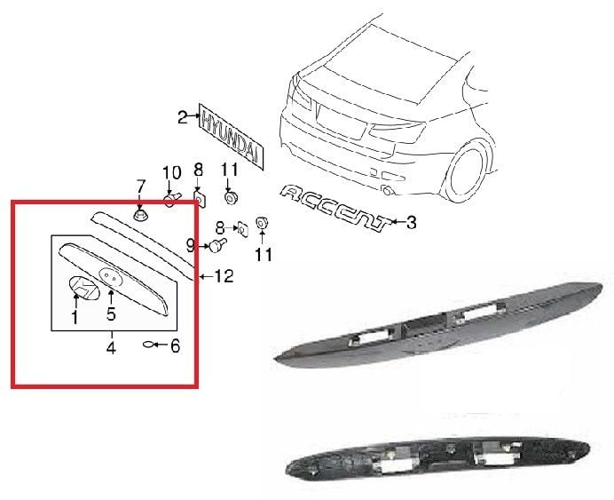 HYUNDAİ - ARKA BAGAJ PLAKA ÜST BAKALİT ACCENT ERA 2006- - 87370-1E000
