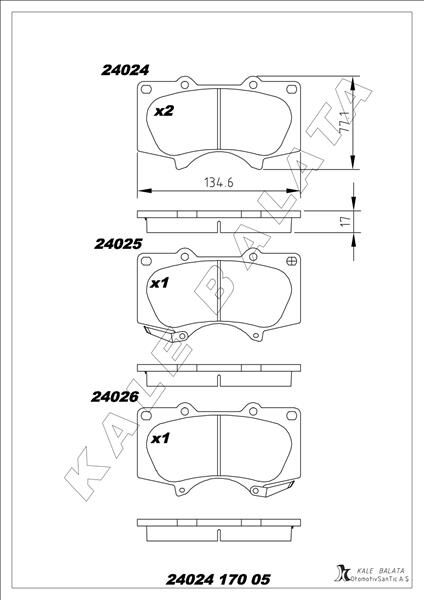 BALATA ÖN 4RUNNER V-HILUX VII.VIII-LAND CRUISER 200-LAND CRUISER PRADO 04- 446504090-446535290-446535330