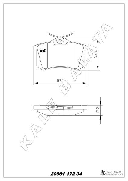 ARKA BALATA MGN II-LGN-GOLF III-IV-PASSAT III-POLO-C3-C4-P307-AUDI A3-A4 87x52.9x17.2mm GDB823 1J0698451P-440605713R-1623180580