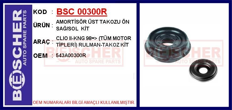 AMORTİSÖR ÜST TAKOZU ÖN SAĞ/SOL KİT CLIO II-KNG 98 > TÜM MOTOR TİPLERİ RULMAN-TAKOZ KİT