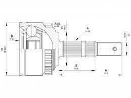 AKS KAFASI DIŞ Combo 1.3 16v CDTi 2005-2012 M/AT A:22 C:52 B:23 H:97,8 L:60,8
