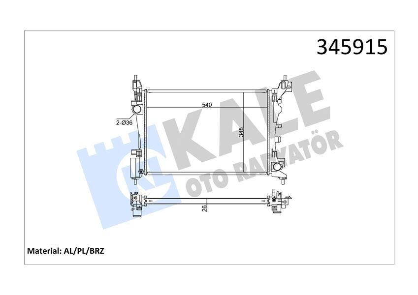 SU RADYATÖRÜ FIAT PUNTO-FIORINO-QUBO 1.2 1.4 1.4 16V 05 > MT AC NAC BRAZING 540x348x26  51864284-55700447