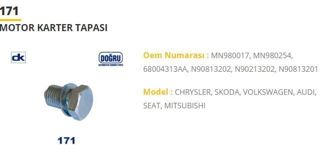 MOTOR KARTER TAPASI AUDI CHRYSLER MITSUBHISHI