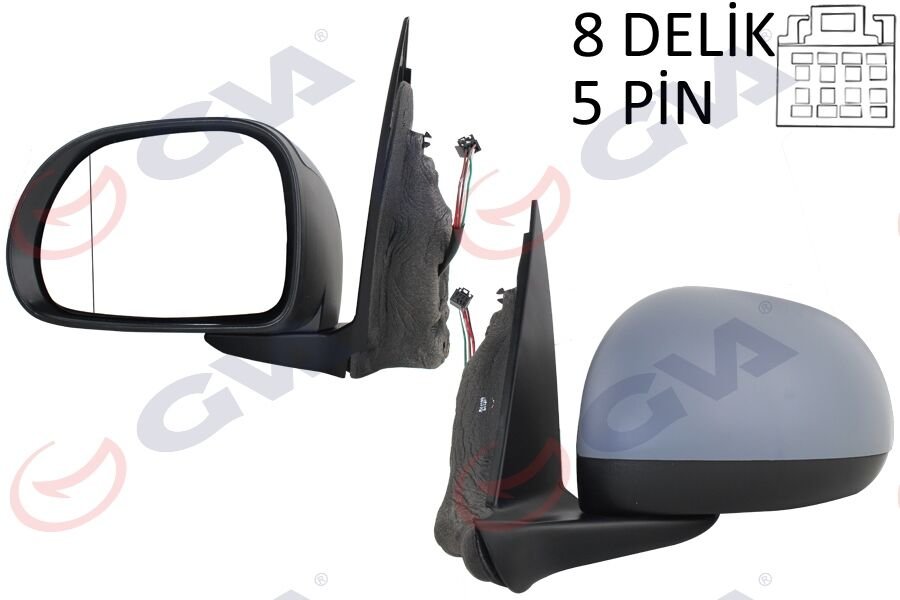 DIŞ DİKİZ AYNASI SOL 500 12> ELEKTRİKLİ ISITMALI ASTARLI ASFERİK VM-670EHPAL