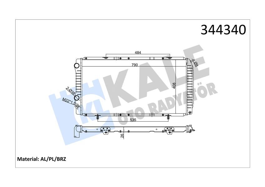 RADYATÖR BOXER-DUCATO-JUMPER 97-02 1.9D-2.5D-2.8HDI AC MEK 790x415x34  1330.L5-1311003080-1330.L8-1330.F1