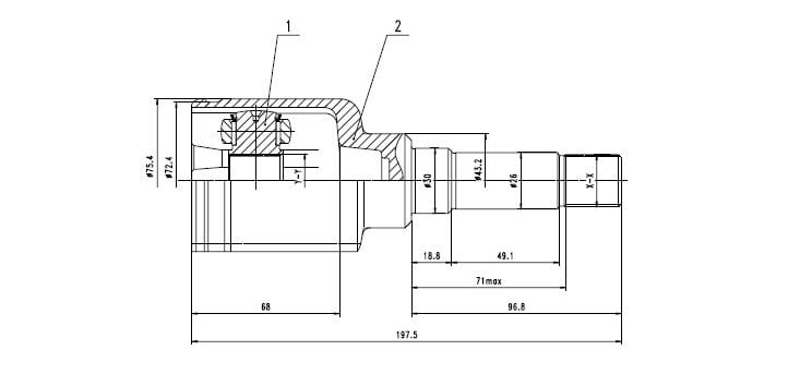 AKS KAFASI İÇ SAĞ Nemo 1.4HDI 2008- MT A:22 C:43,2 B:22 H:96,8 L:100,7