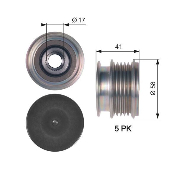 ALTERNATÖR GERGİ KASNAĞI FORD MONDEO IV 2.5-SMAX 07 > VOLVO S40-V50-S60-V60-SC60-V70-XC70-S80-XC90  30667682-6G9N10300HD