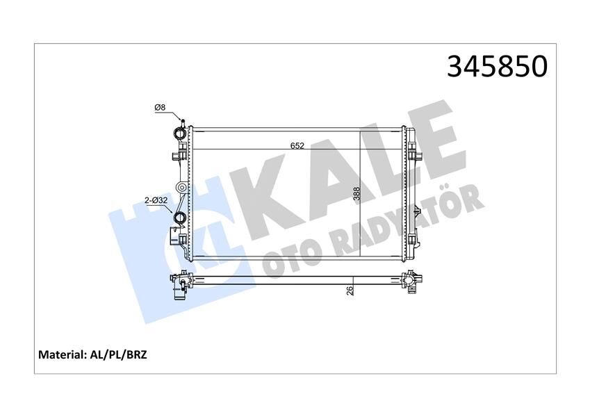 RADYATÖR A1-IBIZA V-POLO 1.2-1.4-1.6 09 > MEK 652x398x26 AL/PL/BRZ  6R0121253D-6R0121253H