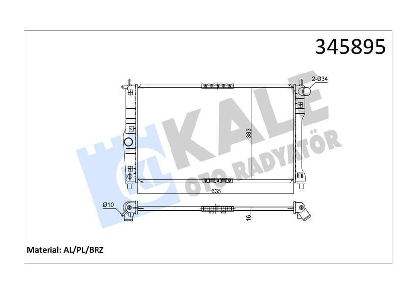 RADYATÖR DAEWOO LANOS 1.4-1.5-1.6 97 > 635x382x16 AC MEK AL/PL/BRZ