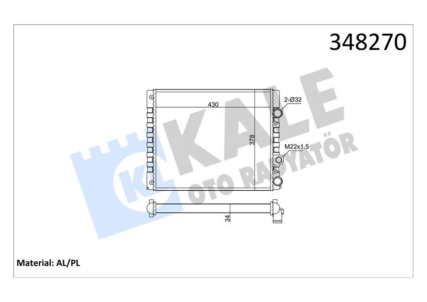 RADYATÖR AL/MKNK AROSA-VOLKSWAGEN LUPO-POLO 1.4 MT  6N0121201-6N0121253AE-6N0121253K