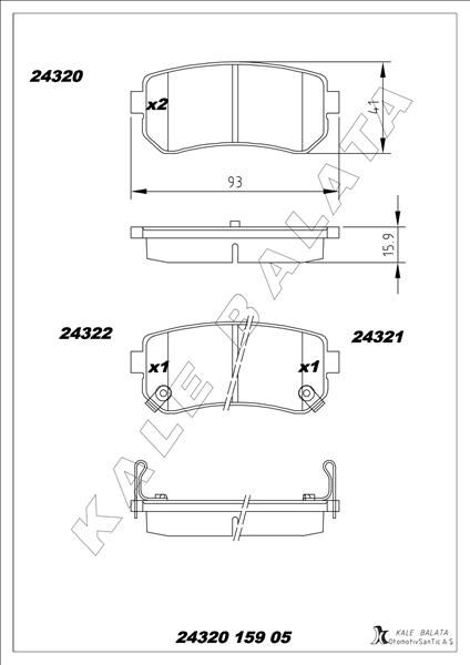 ARKA FREN BALATA HYUNDAI ACCENT ERA 1.4L G4EE 06-10 / İ30 1.4L 1.6L 08-> / İX35 1.6L G4FD GDİ 11-> / KIA CEED 1.4L 1.6L 07-> / SPORTAGE 1.6L G4FD GDİ 09-> / RIO 1.4L 1.6L 05-> Sürtünme yüzeyi eğik