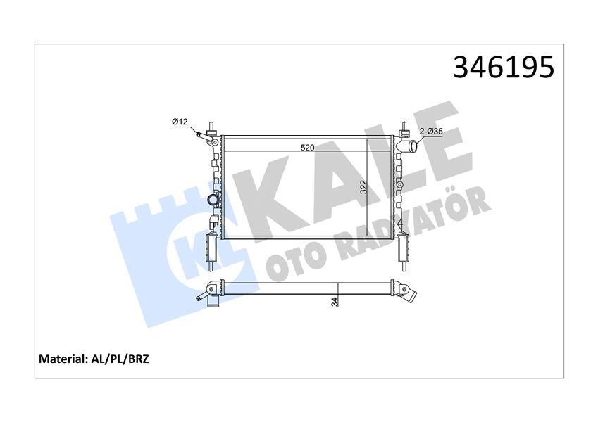 RADYATÖR ASTRA F 1.4I-1.6I KLİMASIZ MEK 525x298x22 AL/PL/BRZ  1300112-90469375-1300154-1300140