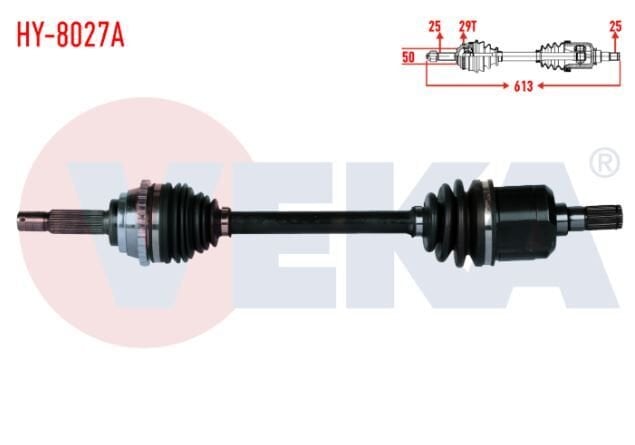 AKS SOL ON ABSLI 29 DIS UZUNLUK 613mm HYUNDAI ACCENT ADMIRE 1.3 - 1.5 - 1.6 2003-2006/ ACCENT MILENIUM 1.3 - 1.5 - 1.6 2000-2003