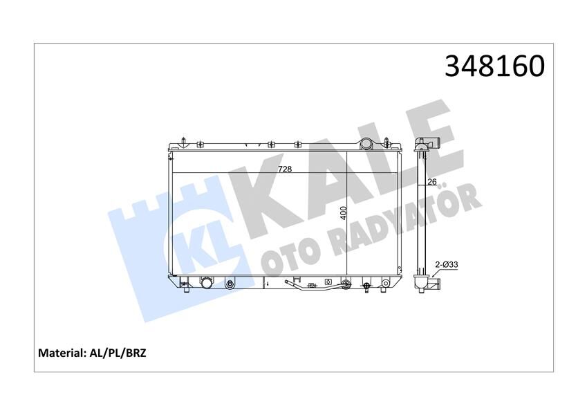 RADYATÖR AL/PL/BRZ CAMRY-SOLARA-LEXUS ES AT  164000A050-164000A060-1640020090