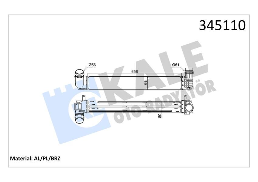 TURBO RADYATÖRÜ INTERCOOLER FLUENCE MGN III-SCENIC III 1.5DCI 09> 657x91x80 110LUK AL/PL/BRZ
