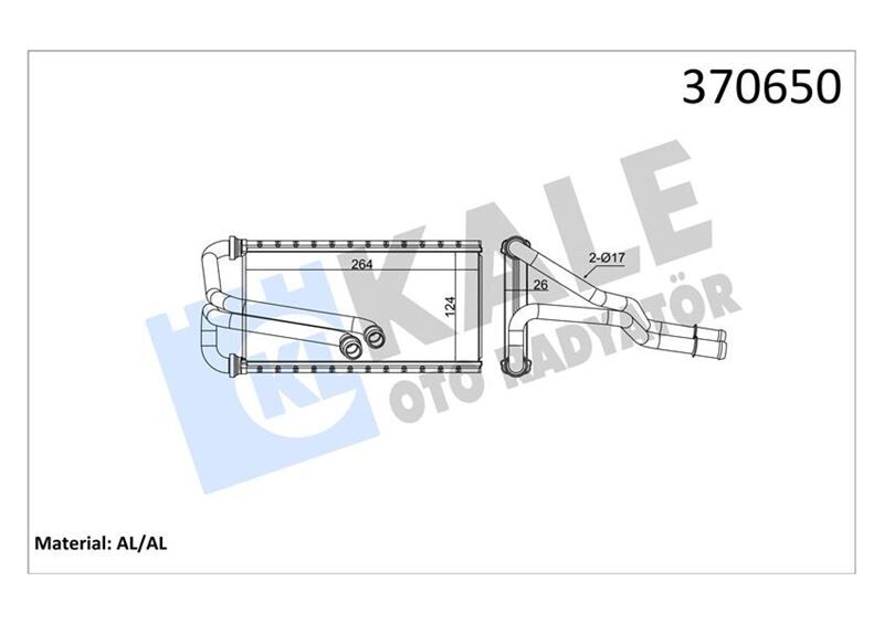 KALORİFER RADYATÖRÜ FORD FOCUS IV 20 > BORULU BRAZING AL/AL 124X264X26  JX6A18B539AA-5630087