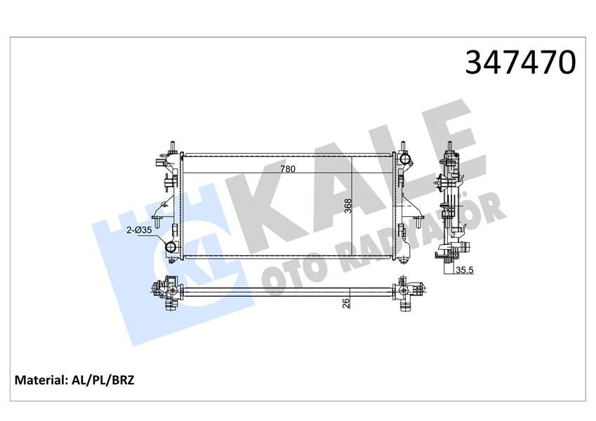 SU RADYATÖRÜ FIAT DUCATO 2.3D 06 > MT BRAZING 780x368x26 3062308080