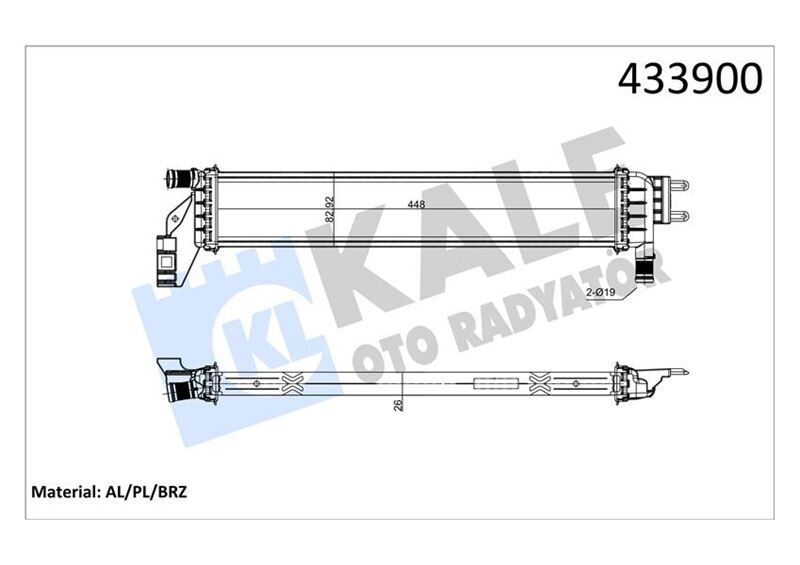YARDIMCI SU RADYATÖRÜ RENAULT EXPRESS 21> DACIA SANDERO II 12> LOGAN MCV II 13> DOKKER 18>21 LODGY 18> DUSTER II 18> 1.5dCi AL/BRZ 448X83X26