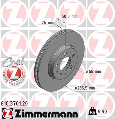 ÖN FREN AYNASI VOLVO S60 00-10 S80 98-06 V70 97-07 XC70 00-07 285x5DL KÜÇÜK TİP 986479210-DF4238  2724037-31262706-31400739