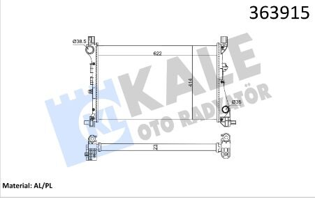 MOTOR SU RADYATÖRÜ FIAT EGEA 15> 1.3D MTJ 1.4 MEKANIK AC 622x414x23 BRAZING VERSIYONU KL 348440