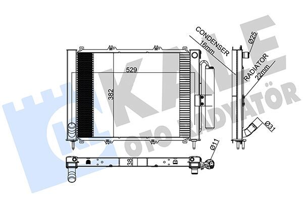 RADYATÖR KONDENSER KNG 1.9 DCİ 03 > MEK AC AL/AL 595x377x40  8200732379-8200267994