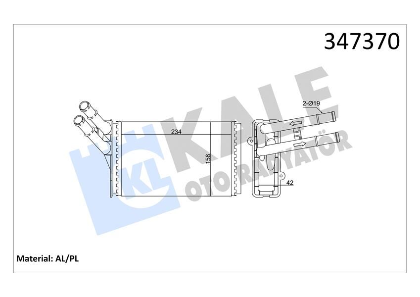 KALORİFER RADYATÖRÜ PASSAT A4 SUPERB 97->00  8D1819030B-8D1819031A-8D1819031B