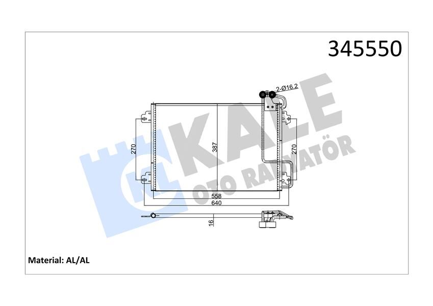 KLİMA KONDENSERİ SCENIC I 99-03 1.4 16V-2.0 16V-1.9DCI F9Q.7.34 538x381x16  7700434383